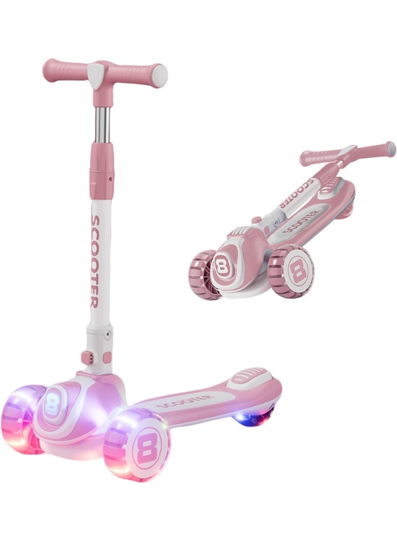 دي إم جي تك ركلة سكوتر ، 4 الارتفاع القابل للتعديل و Lean-to-Steer ، سكوتر قابل للطي للأطفال ، عجلات ضوئية LED و سطح مضاد للانزلاق ، للأطفال من 3-12yrs للهدية - Image 1